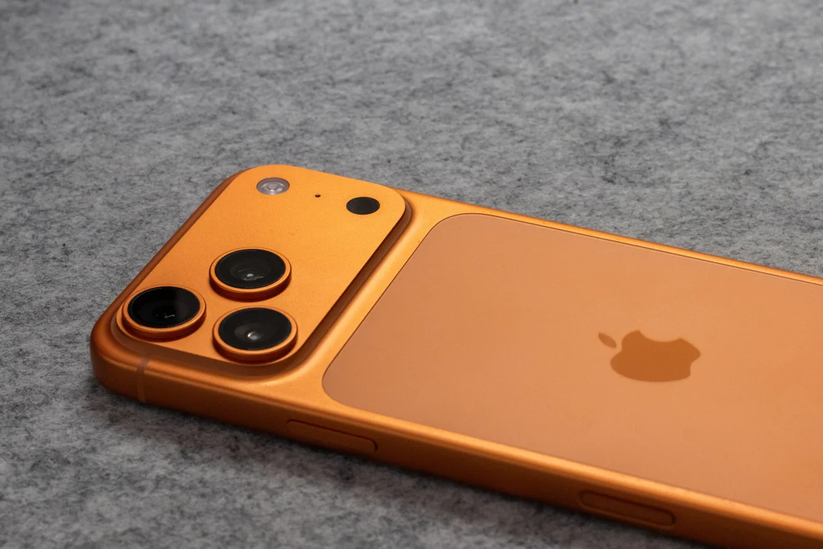 Close-up of the iPhone Duo's dual screens