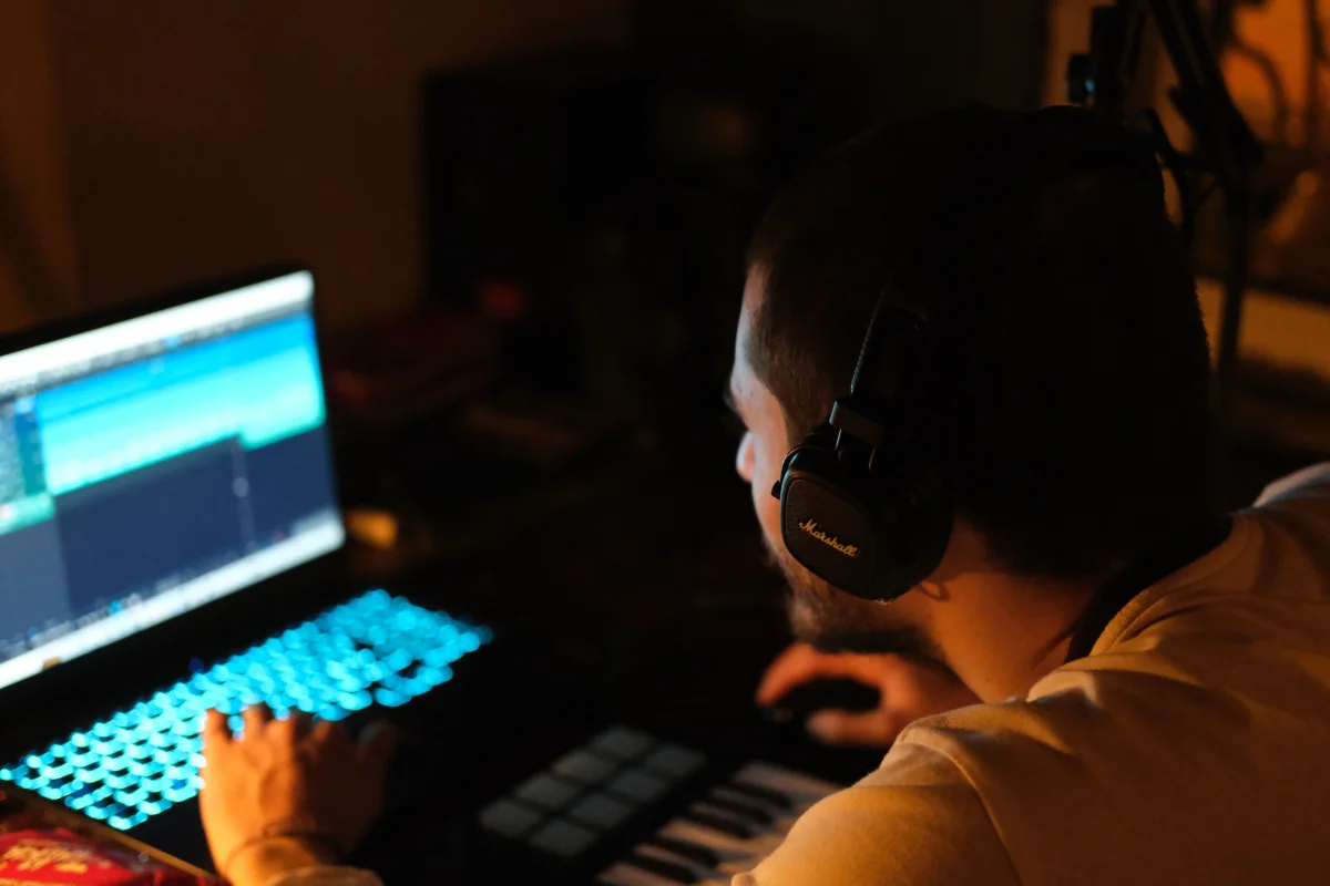 A musician experimenting with sound patterns