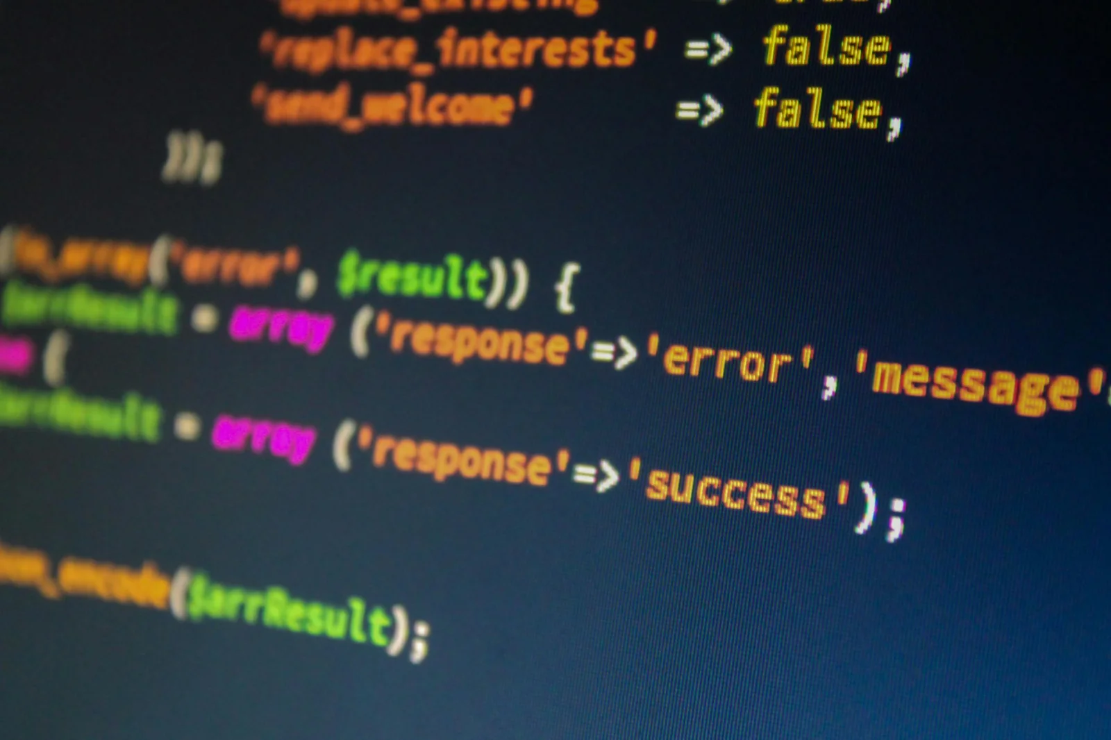 A dimly lit room with a lone developer staring at a screen, symbolizing silent success.